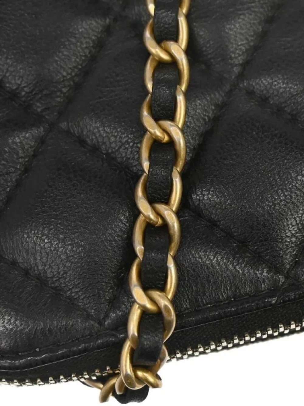 Chanel Black Lambskin Double Zip Chain WOC Shoulder Bag 179424